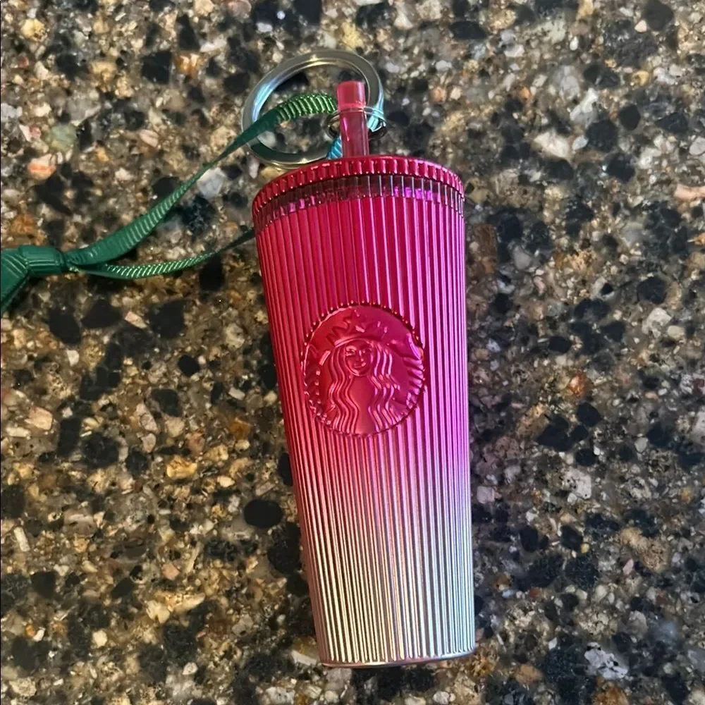 Starbucks Pink and White Gradient Keychain Tumbler